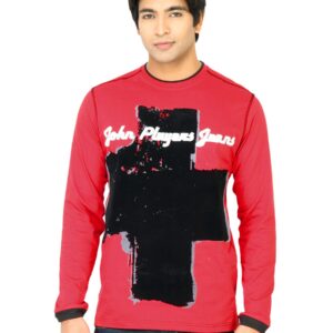 John Players Men Printed Red T-Shirt