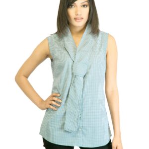 United Colors of Benetton Women Green Check Shirt