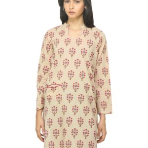 Fabindia Women Printed Beige Kurta