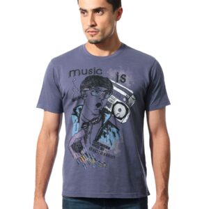 United Colors of Benetton Men Printed Purple T-shirt