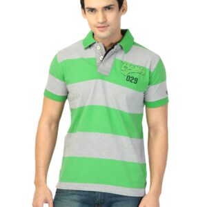 Basics Men Green Striped T-shirt