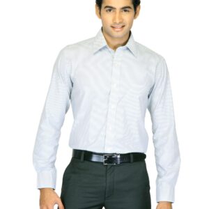 Mark Taylor Men White Striped Shirt
