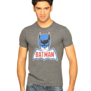 Batman Men's Face Distressed Charcoal T-shirt