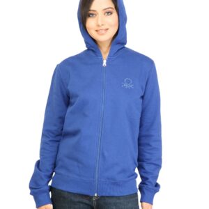 United Colors of Benetton Women Solid Blue Sweatshirt