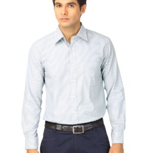 Mark Taylor Men Grey & White Striped Shirt