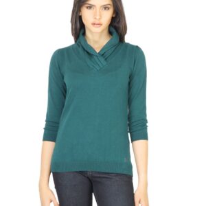 Wrangler Women Solid Green Sweater