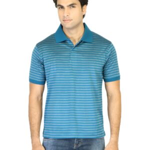 Proline Men Blue Striped Polo T-shirt