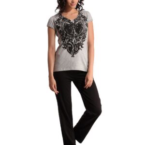 SDL by Sweet Dreams Women Grey & Black Night suits