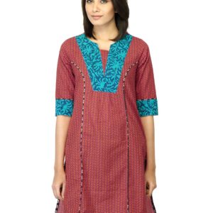 Mother Earth Women Printed Orange Kurta