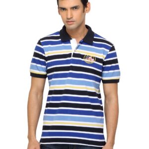 Arrow Sport Men Striped Blue Polo T-shirt