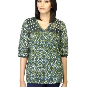 Mother Earth Women Printed Green Kurti