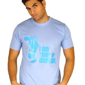 Myntra Men's I Am Tired Of Working Sky Blue T-shirt