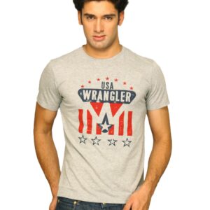 Wrangler Men's Star Flag Print Grey Melange T-shirt