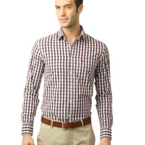 U.S. Polo Assn. Men Checks Maroon Shirt