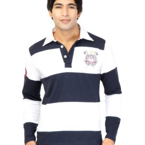 Status Quo Men Stripes Navy Blue Tshirts