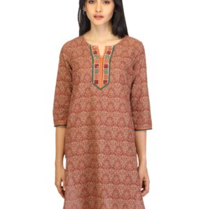 Aurelia Women Printed Brown Kurta