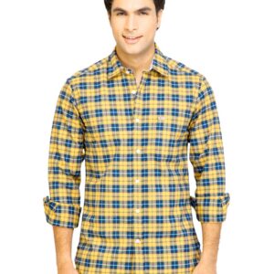 Arrow Sport Men Check Yellow Shirts