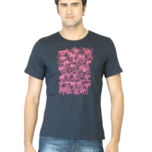 United Colors of Benetton Men Navy Blue Printed T-shirt