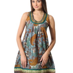 Aneri Women Blue & Brown Printed Kurta