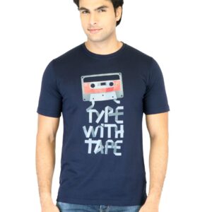 Mark Taylor Men Navy Blue Printed T-shirt