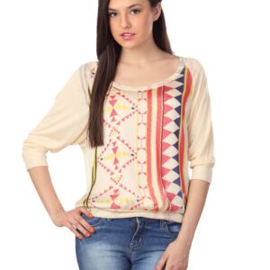 Tonga Women Red & Cream-Coloured Top