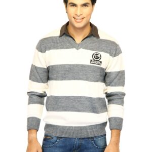 Scullers Men Stripes Grey Sweaters