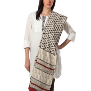 Fabindia Printed Beige and Black Dupatta