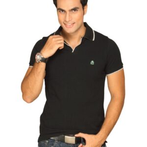 UCB Men's Johny Collar With Two Tone Black T-shirt