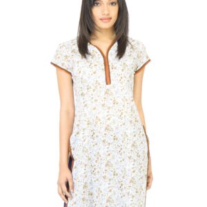 Vishudh Women White Floral Printed Kurta