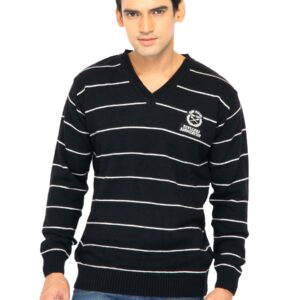 Scullers Men Stripes Black Sweaters