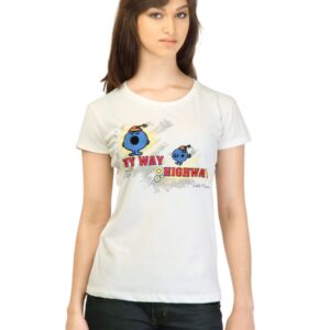 Little Miss Women Printed Off White T-shirt