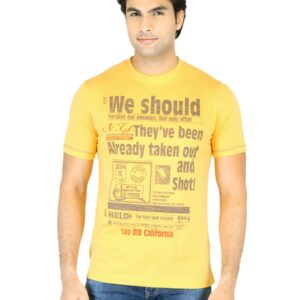 Mark Taylor Men Yellow Printed T-shirt