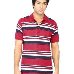 John Players Men Stripes Red Polo T-Shirt