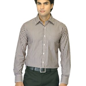 Mark Taylor Men Striped Grey Shirt