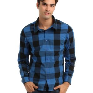 ADIDAS Men Blue & Black Check Shirt