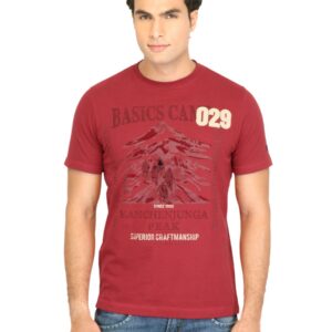 Basics Men Red Printed T-shirt