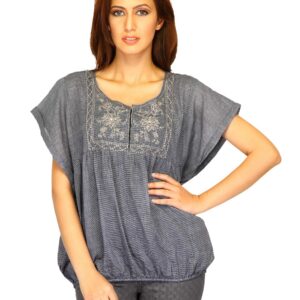 W Women Check Navy Blue Kurtis