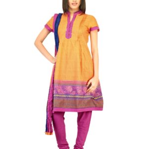 Biba Women Orange & Purple Churidar Kurta with Dupatta