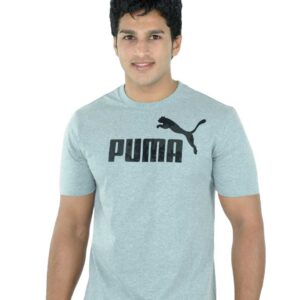 Puma Men Grey Solid Round Neck T-Shirt