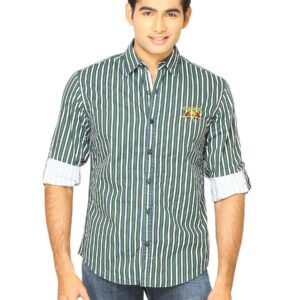 Locomotive Men Stripes Green Shirts