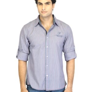 Wrangler Men Pontius Striped Blue Shirt
