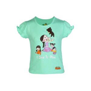 Chhota Bheem Kids Girl I Love to Play Green Tshirt