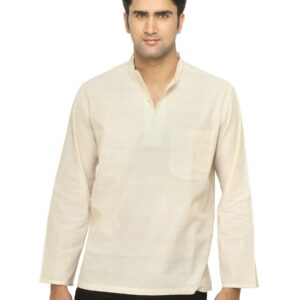 Fabindia Men Striped Cream Kurta