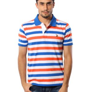 U.S.Polo Assn. Men Blue & Orange Striped T-shirt