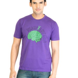 Peter England Men Printed Purple TShirt