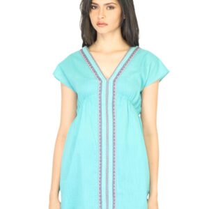 W Women Solid Sea Green Kurti