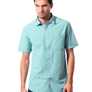 John Players Men Gingham Green Shirt