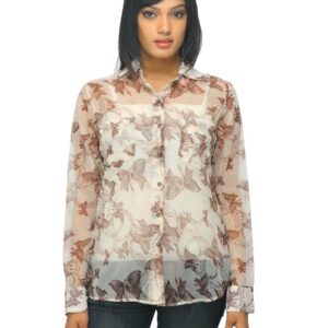 Femella Women Printed Beige Shirt