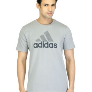 ADIDAS Men Printed Grey T-shirt