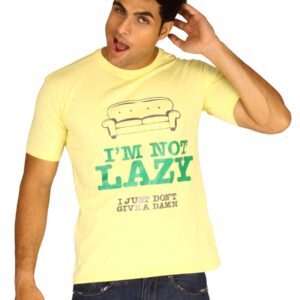 Myntra Men's I Am Not Lazy Yellow T-shirt